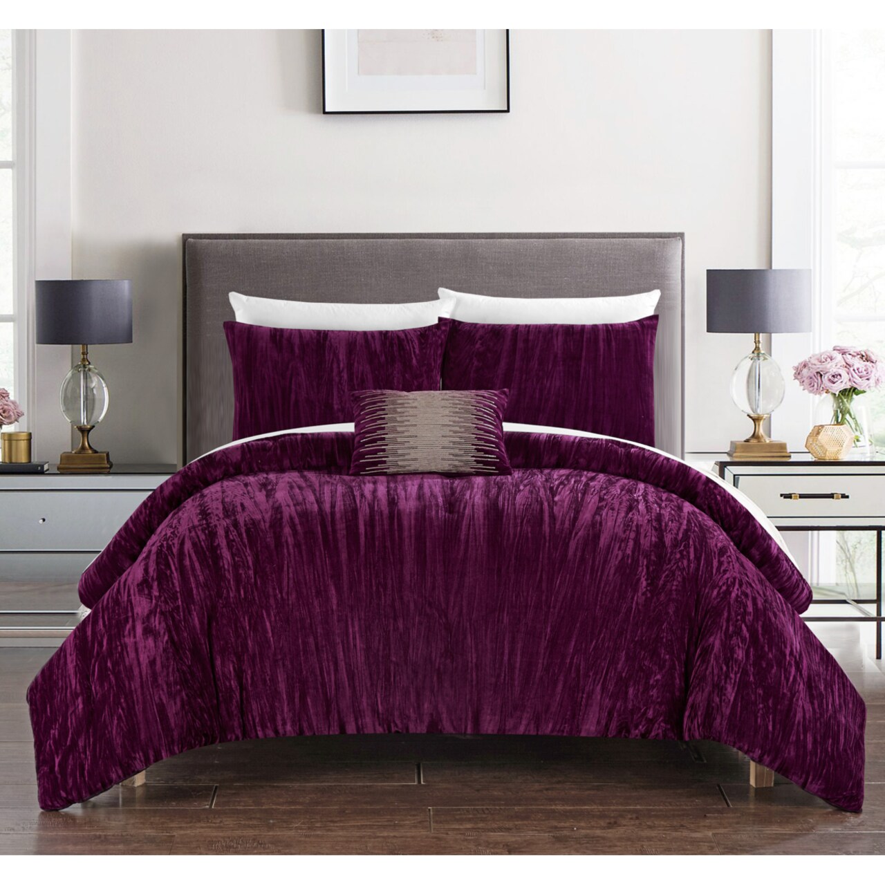 Crushed velvet pillow sales shams
